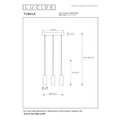 Lampa wisząca TUBULE 24401/21/30 Lucide